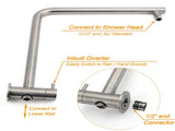 WELS Brushed Nickel Dual Shower Set Sliding Rail Arm Large 12" Round Head Handheld Small Face Mixer V1233-S4902BNSS019CBNKSR112NKRD201N60