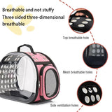 Beige Foldable Breathable Pet Carrier with Panoramic Window & Strap - EVA & Lychee Leather Crossbody V888-ELOSUNG45416