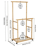 Portable Rolling Bamboo Clothes Rack for Kids with Hanging Rail V767-JJ-ZY643-G1