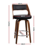 Artiss 4x Bar Stools Swivel Leather Chair 76cm BA-TW-8569-H76-BKX4-AB