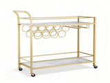 Artiss Bar Cart Drinks Trolley Serving Wine Rack Glass Holder Marble 85cm Gold FUR-Z-BC-PB-80