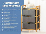 Bamboo Shelf with Storage Hamper Wooden Organiser with 3 Laundry Bags V63-838251
