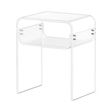 Acrylic Side Table, 2 Tiers Clear Bedside Table with Storage Shelf, Modern Rectangle Acrylic End V952-YKLZYCXXBZCZVRCD6001V0