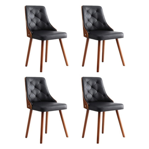 1 Set of 4 Artiss Dining Chairs Black PU DINC-TW-2004-PU-BKX4