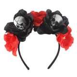 Halloween Rose Skull Headband Flower Crown Hair Bands Wreath Garland Floral Headpiece Women Leaf V1366-AZ2-W-05252