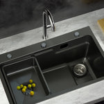 Cefito Kitchen Sink 75X45CM Stainless Steel Basin Single Bowl Drain Part Black SINK-BLACK-7545-S