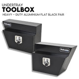 Under Tray Tool Box Underbody Pair Set 600mm Black Aluminium V379-UTRYBLKR6SET05