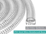 Wire Reinforced Hose 1" id - 10ft Clear High Pressure Suction Line Plastic Vinyl Tubing with Spiral V1258-DP02-WO-248