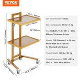 VEVOR 2 Tiers Stainless Steel Lab Carts with 2 Trays & 4 Silent Wheels Golden V952-SYSTCECKFYS4QES24V0