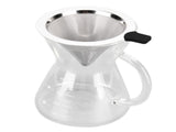 400ml Glass Coffee Pot Kettle Heat Resistant Pour Over Coffee Maker with Stainless Steel Filter for V1294-YM0714-3118210299212