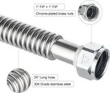(Pack of 2) 24-inch 1" FIP X 1" FIP Flexible Stainless Steel Corrugated Hose Connector for Water V1258-DP02-C-2398