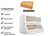 CARLA HOME Double Layer Bamboo Bread Box for Kitchen Counter - Large Capacity Bread Storage LSB-36198