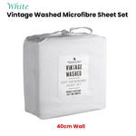 Blake & Lindsay White Vintage Washed Microfibre Sheet Set 40cm Wall King Single V442-LED-SHEETS-WASHEDMICROFIBRE-WHITE-KS