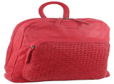 3PC Set Pierre Cardin Womens Woven Leather Cross-Body Bags Backpack - Red V563-PC-RED-3X