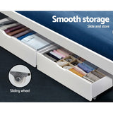 Artiss 2x Bed Frame Storage Drawers Trundle White WBED-D-DRAW03-WHX2