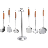 Kitchen Spatula Set 304 Stainless Steel Wood Handle Spatula Frying Shovel Cooking Utensils V1294-YM0901-3118200261011