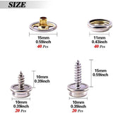 Leather Snap Fasteners Kit, 120 Pcs Metal Button Press Studs with 2 Setter Tools, Leather V1192-AZ-W-17484