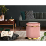 Artiss Ottoman Foot Stool Round Velvet Pink FS-B-675-VEL-PK