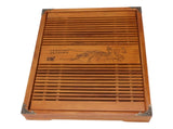 Kungfu Tea Tray Chinese Gongfu Tea Tray Drainage Water Storage Wood Tea Table with Drain Pipe Yellow V1294-YM0703-3118230040211