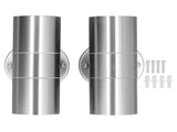 2Pcs GU10 Stainless Steel Outdoor Wall Sconce Waterproof LED Cylinder Up Down Wall Light for Yard V1294-YM0715-3119210323211