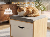 Artiss Storage Ottoman with Drawer 100kg Capacity Footrest Cushion Pine FURNI-L-OTM02-OAK