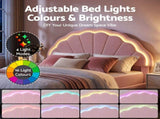 Artiss Double Bed Frame with 2 Storage Drawers Upholstered Velvet Platform Bed LED Headboard Pink BFRAME-G-GLOW-D-PK-AB