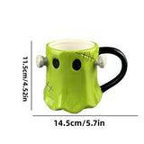 Halloween Green Ceramic Mug,Spooky Design Coffee Cup for Halloween Party Decor,Home Kitchen Use and V1369-AZ3-W-14167