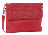 Pierre Cardin Womens Woven Leather Flap Cross-Body Bag/Clutch - Red V563-PC-3280-RED