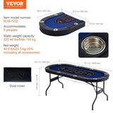 8 Player Foldable Poker Table, Blackjack Texas Holdem Poker Table with Padded Rails and Stainless V952-DZDTZDPKPZ8P95XDIV0