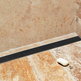 1200mm Bathroom Shower Black Grate Drain w/Centre outlet Floor Waste Square Pattern V63-832941