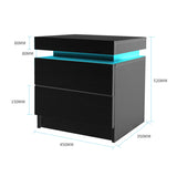 Levede Bedside Tables Side Table 2 Drawers Black FU6001-BK