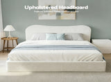 Artiss Double Bed Frame with Gaslift Storage Wooden Platform Mattress Base Boucle Upholstered White BFRAME-H-DARAGS-D-WH-ABC