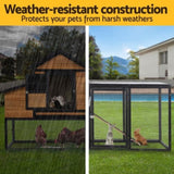 i.Pet Chicken Coop Rabbit Hutch Extra Large Wooden Run Cage Bunny House Outdoor PET-CH-192-BK-AB