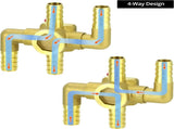 Solid Brass 5/8" 4-Way Heater Control Valve with Switch, 16mm Hose Barb Automotive Bypass V1258-DP02-C-2178