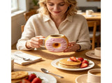 Donut Shaped Ceramic Coffee Mug,Novelty Cartoon Doughnut Cup for Couples,Funny 3D Drinkware for Home V1369-AZ3-W-14807
