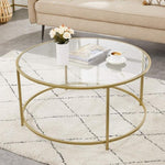 Gold Glass Table with Golden Iron Frame Stable and Robust Tempered Glass V178-11833