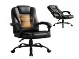 Artiss Massage Office Chair Executive Computer Gaming Chairs Black PU Leather MOC-09M-2P-BK