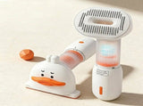 4-in-1 Pet Hair Vacuum Comb, Rechargeable De-shedding Tool with Interchangeable Heads, Duck-Shape V1341-ZY-ZHEA5URF-WHITE