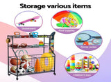 Everfit Sports Equipment Organizer Storage with Wheels Multi-Sport Garage Gym Black BSR-A-RET