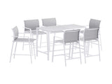 Gardeon 7PCS Outdoor Bar Set Stools Dining Chairs Table Patio Steel Bistro Set White ODF-BARSET-WH-7STEX-ABC
