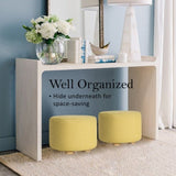 Fabric Ottoman Round Wooden Leg Foot Stool - MUSTARD YELLOW V274-FT-GQST01-GN
