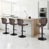 Artiss 4x Bar Stools Kitchen Swivel Gas Lift Counter Chair Wing PE Rattan Brown BA-K-1004-BRX4