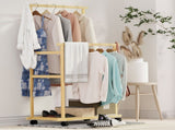 Double Rail Heavy Strong Rolling Clothes Rack with Trousers Rack & Bottom Shelf V767-JJ-ZY643