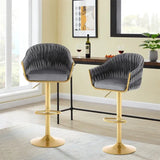 SERENIT GP1863 Modern Velvet Breakfast Bar Stools Swivel Barstools Adjustable Counter Stools with V255-SE-GP1863R-GREY