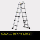 Bullet 3.8m Multipurpose Telescopic Folding Ladder Aluminium Alloy Extension V219-LDRTELBULA38A