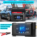 12/24V Automatic Car Battery Charger For Lithium Lifepo4 Lead-Acid AGM/Gel/SLA V201-BAZ2020BL8AU