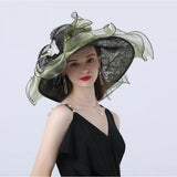 Organza Church Fascinator Wedding Tea Party Derby Hats for Women Flower Wide Brim Sun Hat V1370-AZ4-11264