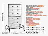 Grid Wall Panel, 600 x 1640 mm Wire Grid Panels Display Rack, Movable Art Display Shelf with Wheels V952-LSWGQ6070INCBK7NM001V0
