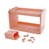 Double Layer Desktop Storage Rack Double Layer Hollow Shelf with Hooks Pen Holder for Kitchen V1294-YM0901-3117230326912