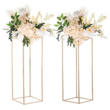 2PCS 31.5inch/80cm High Wedding Flower Stand, Metal Vase Column Geometric Centerpiece Stands, Gold V952-HLHJLFTJXKWCGALT3V0